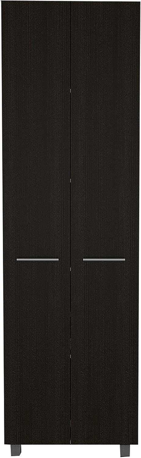 23.6" D*14.5" W*78.7" H Freestanding Kitchen Pantry with 4 Shelves, Double Door, Rectangular Storage Cabinet, Traditional, for Living Room, Dining Room, Black