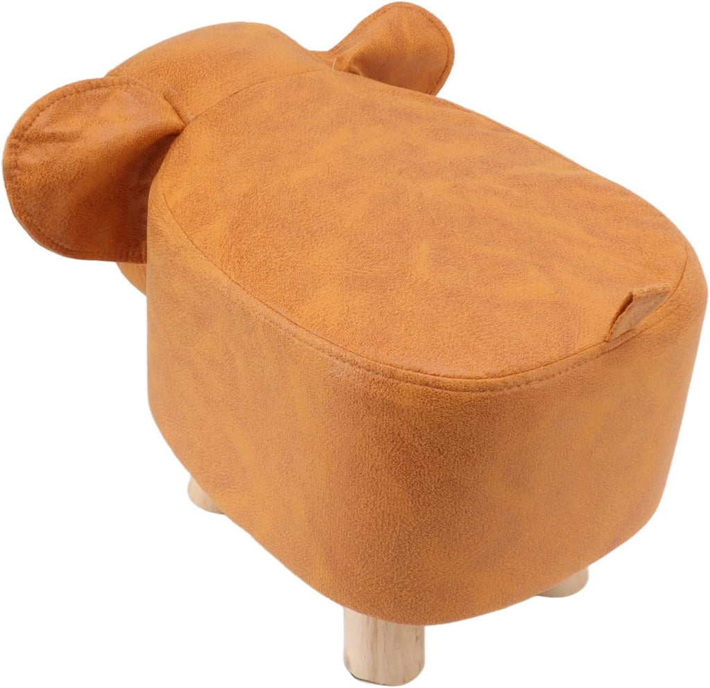 Beautiful Cartoon Elephant Footrest with Sponge Interior Non-slip Patch for Bedroom Playroom Decor for Children and Elderly (Orange)
