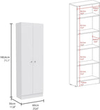Modern Kitchen Pantry, White Storage Cabinet with 5 Shelves & Double Door, Easy to Maintain, for Dining Room