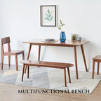 100% Solid Oak Indoor Dining Bench, Wood Bench for End of Bed with Safety Rounded Corners, Entryway Benches for Farmhouse, Kitchen, Living Room(Walnut,12" L x 39.5" W x 16.2" H)