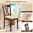 Giantex Wooden Dining Chairs Set of 4, Upholstered Kitchen Chair with Solid Rubber Wood Frame, Curved Backrest & Padded Wide Seat, Modern Farmhouse Dining Room Chairs for Living Room, Restaurant