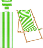 Beach Sling Chair Replacement Canvas, 16x44.5 Inch Folding Lounge Chair Fabric with Pillow for Beach/Sunbathing/Courtyard/Garden [Pinstripe Green, Only Replacement]