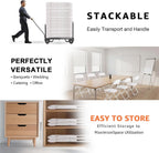 4 Pack White Folding Chairs, Portable Stackable Commercial Foldable Chair,Indoor Outdoor Plastic Folding Chair for Events/Office/Home/Wedding/Party, 400lbs Capacity