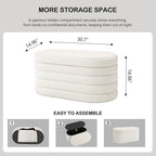 GLAXYFUR Storage Ottoman Bench, 30 Inch Upholstered Entryway Shoe Seat, Blanket Chest for Living Room, Hallway, Sherpa White