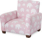 Toddler Personalized Armchair, Kids Upholstered Rocking Chair with Personalization, Toddler Chair with Personalized Name, Comfy Child Armchair, (Pink Elephants Print, Legs)