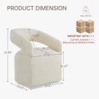 KISLOT Upholstered Dining Chairs Set of 4, Modern Arm Kitchen & Dining Room Chairs with Hidden Casters, Linen Fabric Padded Rolling Chairs, Sturdy Wood Frame, 300 lbs Capacity, Cream Beige