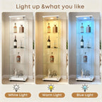 Display Cabinet with Glass Door and LED Light, 4-Shelf Glass Display Case, Curio Cabinet for Collectibles/Toys/Books,White 64.6" H X 13.6" W X 15.7" L