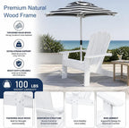 Kids Lounge Chair Outdoor, Toddler Wood Pool Lounger Chairs w/Canopy, Weather Resistant Outdoor Patio Lounge Chair for Beach, Backyard, Lawn(Green)