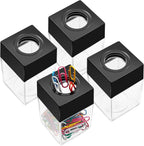 Outus 4 Pieces Magnetic Paper Clip Dispenser Holder Paperclip Dispenser for Desk, School, Office(Black)