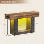 Unikito 47" Console Table with Outlets & LED Lights, Farmhouse Entryway Table with Unique Geometric Pattern, Sofa Table Behind Couch with 2-Tier Storage for Living Room, Hallway, Foyer, Grey & Brown