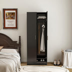 Panana 2 Door Bedroom Wardrobe Closet Bedroom Armoires Home Furniture for Storage (Black)