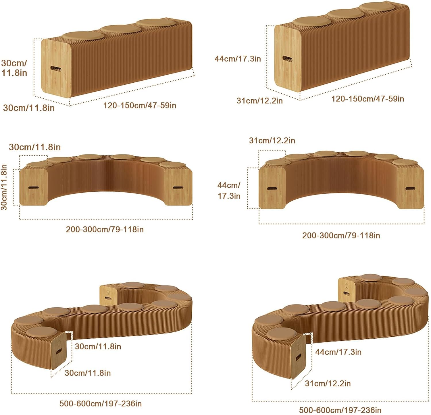 Pop Up Craft Paper Stool - Kraft Paper Material Portable Folding Stool - Honeycomb Design Strong Load-Bearing Capacity - Bench Various Shapes - Fashion Paper Design,Red,H:30CM/12IN/3 Seats