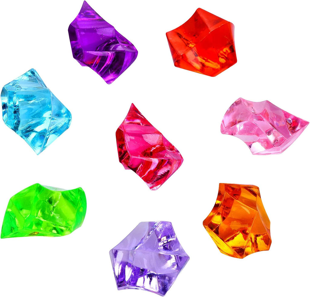 180-190pcs Multicolored Acrylic Fake Gems, Crushed Ice Rocks, Plastic Gems Jewels for Vase Fillers, Table Scatter, Sensory Bin Filler, Photo Props Christmas Decor, Decoration Wedding Display