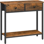 HOOBRO 29.5" Narrow Console Table with 2 Fabric Drawers, Small Entryway Table with 2-Tier Storage Shelves, Sofa Table, Behind Couch Table, for Living Room, Hallway, Rustic Brown and Black BF71XG01
