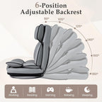 Giantex 360° Swivel Floor Gaming Chair, Folding Lazy Lounger Couch with 6-Position Adjustable Backrest & Sponge Filling, Lazy Sofa Lounge Chair, Video Gaming Chair for Reading, Relaxing (Gray)