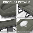 Camping Cot for Adults with Cushion, Portable Folding Camping Cot, 5-Position Folding Chaise Lounge Chairs(B1)