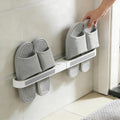Slipper Rack Adhesive Wall-Mounted Folding Shoe Holder for Bathroom and Entryway, Space-Saving Flip-Flop Organizer, No-Drill Mount, Rotating Arms