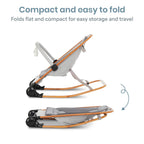 Dream On Me Rock On Me 2-in-1 Baby Rocker and Stationary Seat, Adjustable Recline, Gentle Music & Vibration, 3-Point Safety Harness, Detachable Toy Bar, Folds Compact for Travel – Grey