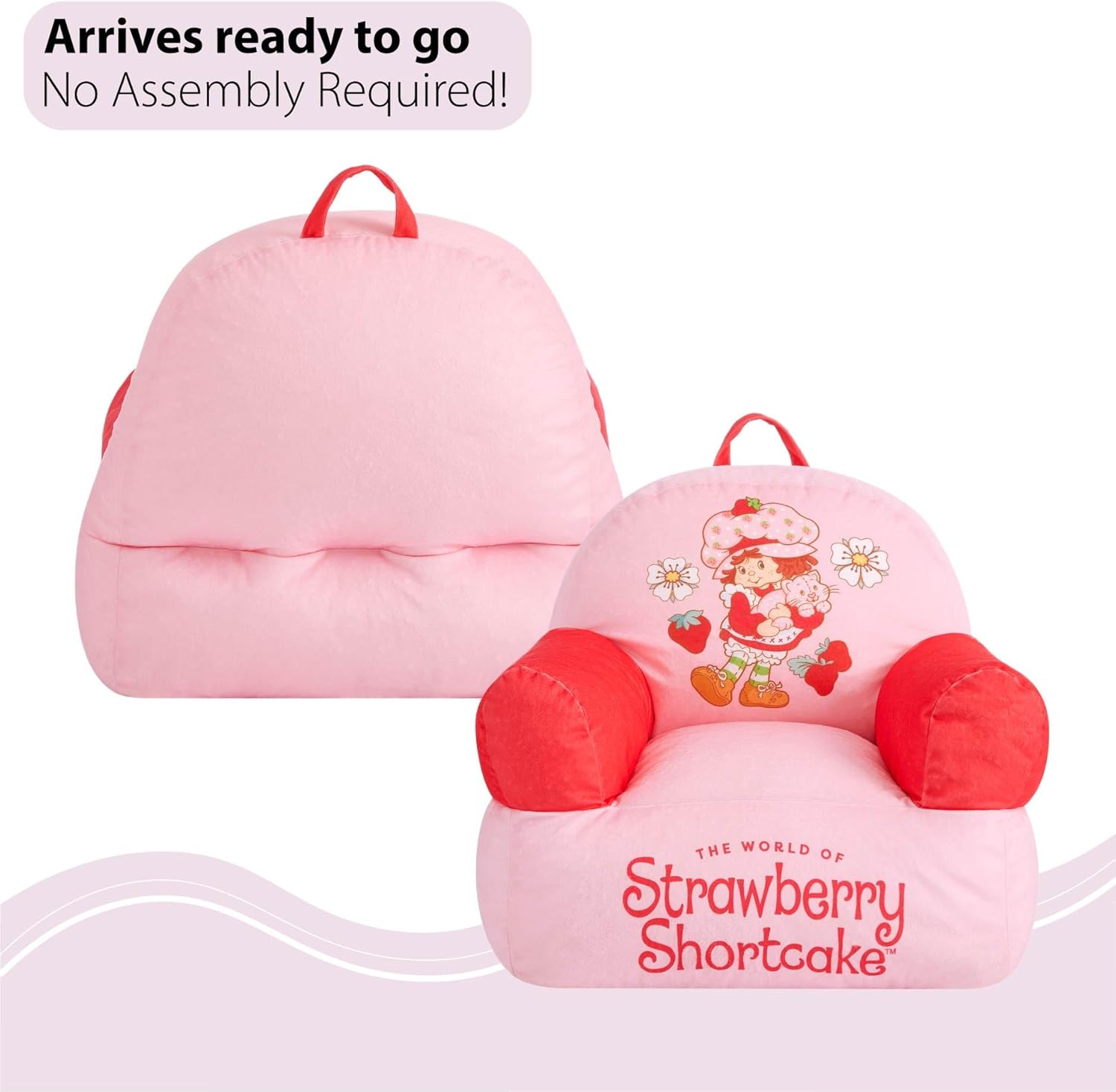 Strawberry Shortcake Kids Sofa Bean Bag Armchair, Soft Plush Lounge Chair for Bedroom or Playroom