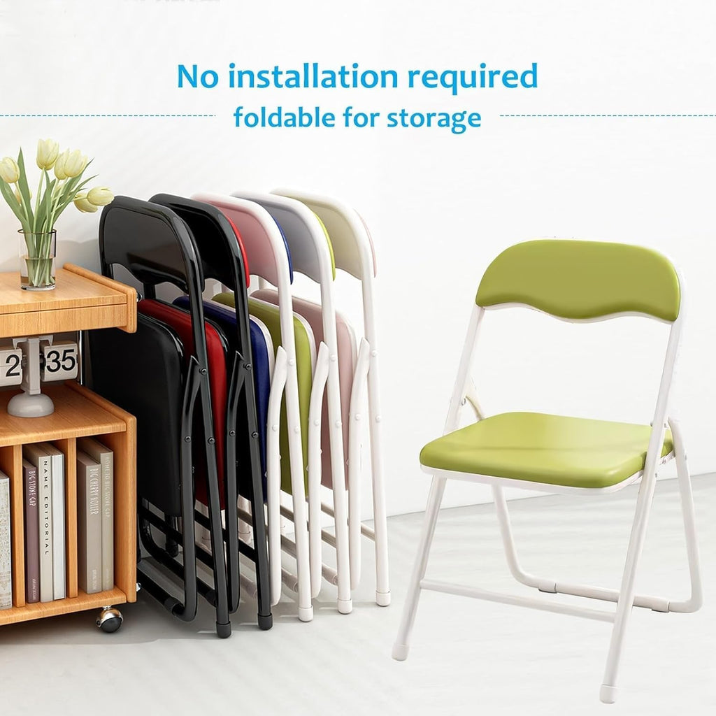 Folding Chair with Padded Cushion and Back, Foldable Office with Comfortable Cushion for Home and Office,(Blue)