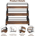 Aduanbang Liquor Bottle Display Shelf, 3 Step Countertop Organizer, Retro Bar Stand for Whiskey, Wine, Spirits (Brown)