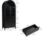 JIJIWANG Dome Kitchen Pantry Storage Cabinet with Doors & Adjustable Shelves,Farmhouse Large Sideboard Buffet with Drawer for Kitchen Living Room,Black