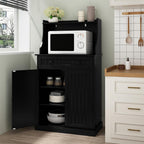 ARTPOWER 54" Kitchen Microwave Cabinet/Stand with Storage and Drawers, Pantry Storage Cabinet with Hutch & Adjustable Shelves for Kitchen, Dining Room, Living Room, Hallway in Black