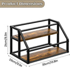 Coffee Syrup Rack Organizer, Syrup Bottle Holder Stand for Coffee Bar, 2-Tier 8 Bottles Storage Shelves for Syrup, Wine, Dressing for Kitchen Countertop, Rustic Brown & Black