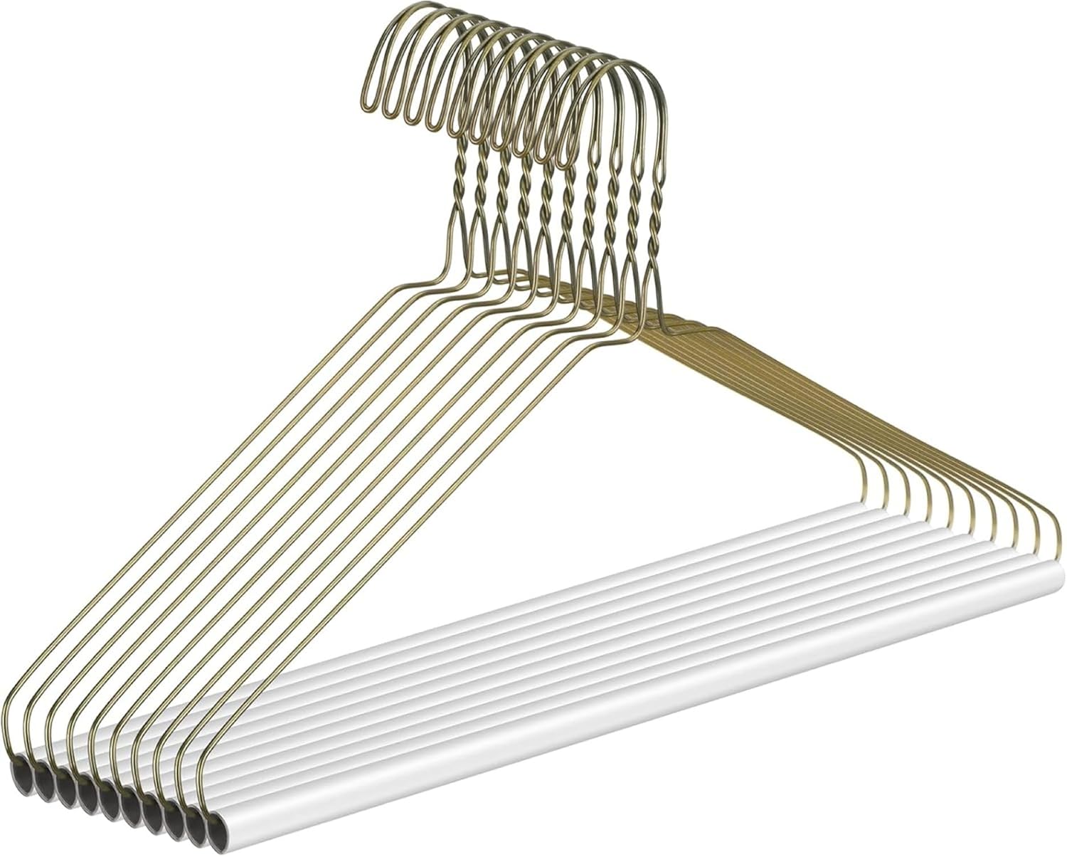 Yuntau 30 Pcs Dry Cleaner Hangers Bulk with Tubes 16" Wire Hangers for Home Dry Cleaners Back to School Clothing Pants Coats Shirts Skirts (Gold)