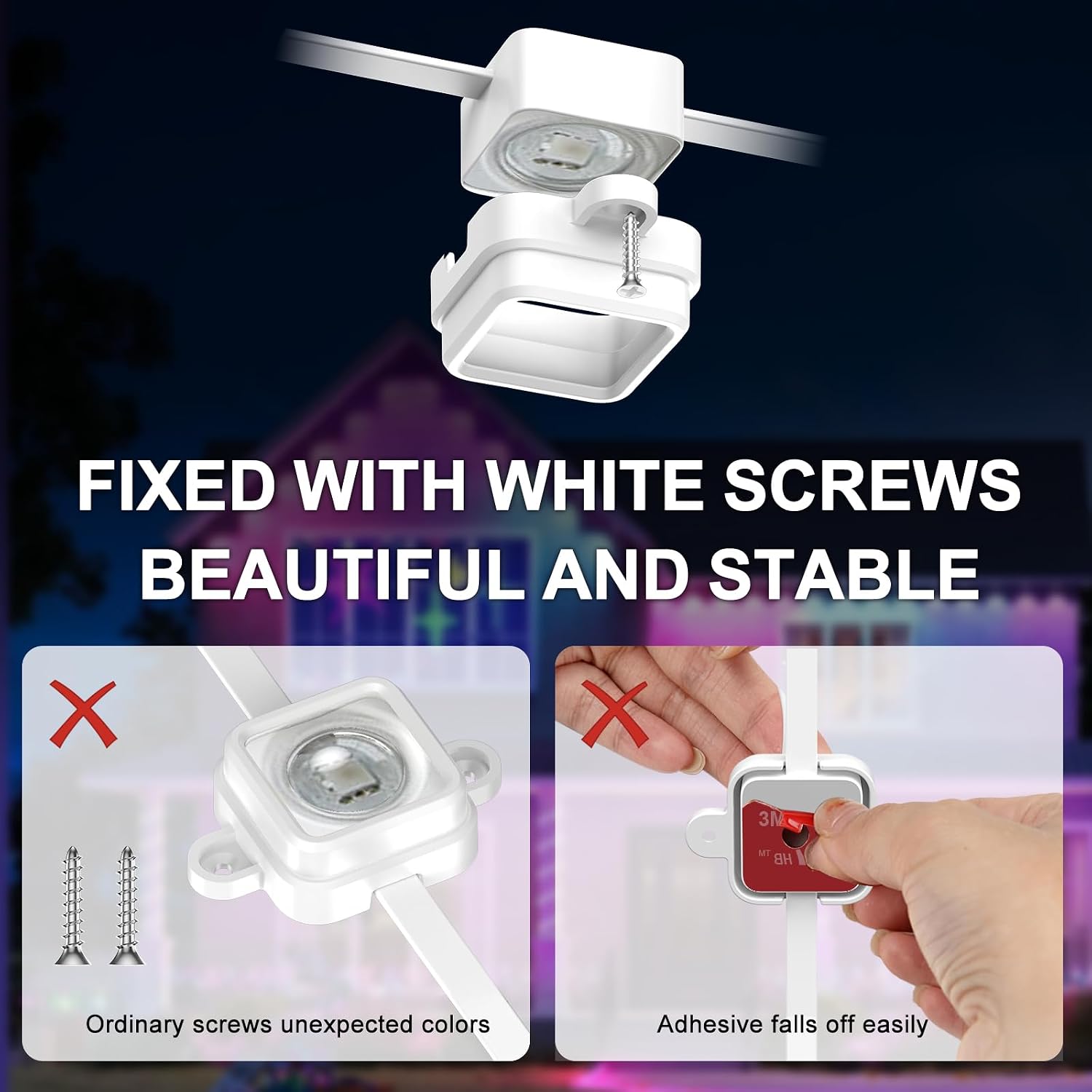 76 Set Fixed Light Clips for Govee H705 Outdoor Lights, Mounting Brackets with Screws for Govee H705 String Lights, Comes with 160 Screws & Screwdriver (76, White)