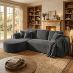 108” Modular Sectional Sofa, Boneless Couches for Living Room, Deep Seat L-Shape Cloud Couch with Chaise, Comfy Sofa Freely Change Configurations No Assembly Required, Soft Plush Corduroy Fabric(Grey)