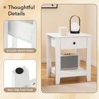 Giantex Nightstands with Drawer Set of 2, 2-Tier Bedside Table with Storage Open Shelf, Wooden Accent End Table for Small Spaces, Modern Night Stand for Bedroom Dorm Living Room, White