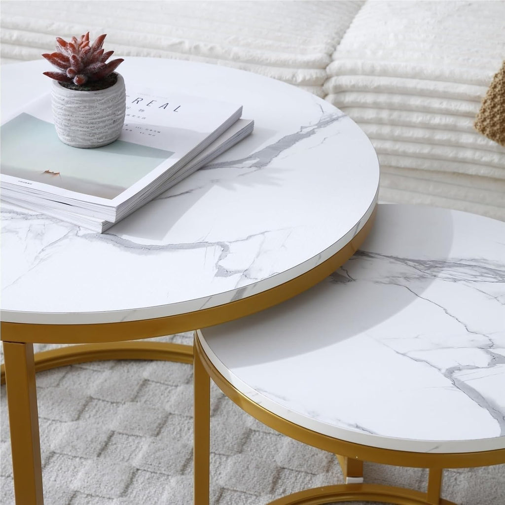 Stylish Round Nesting Coffee Table Combination Space Saving Stackable Design Suitable for Living Room Use Mesa De Centro para Sala Refines Overall Room Appearance