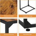 C Shaped End Table, Sofa Side Table for Couch and Bed, Snack Table with Wood Look Top, Metal Frame Bedside Table for Living Room, Bedroom