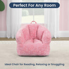 Delta Children - Serta Kids Plush Barrel Toddler Chair, Soft Foam Chair Bean Bag Chair Alternative for Boys and Girls, Cozy Seat for Reading, Watching Cartoons, Playroom Nursery Bedroom, Pink