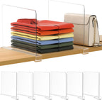 6 Pack 12 Inches [Extra Tall Version] Clear Shelf Dividers for Organization, Acrylic Closet Shelf Vertical Shelves Organizer for Bedroom, Office and Kitchen