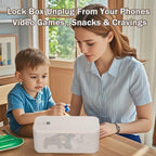 Locking Medicine Box with Code, Small Lockable Storage Box for Medications, Snacks, Phone & Food, Ideal for Home, Office, Fridge, Dorm, School, Travel, Gift (Beige)