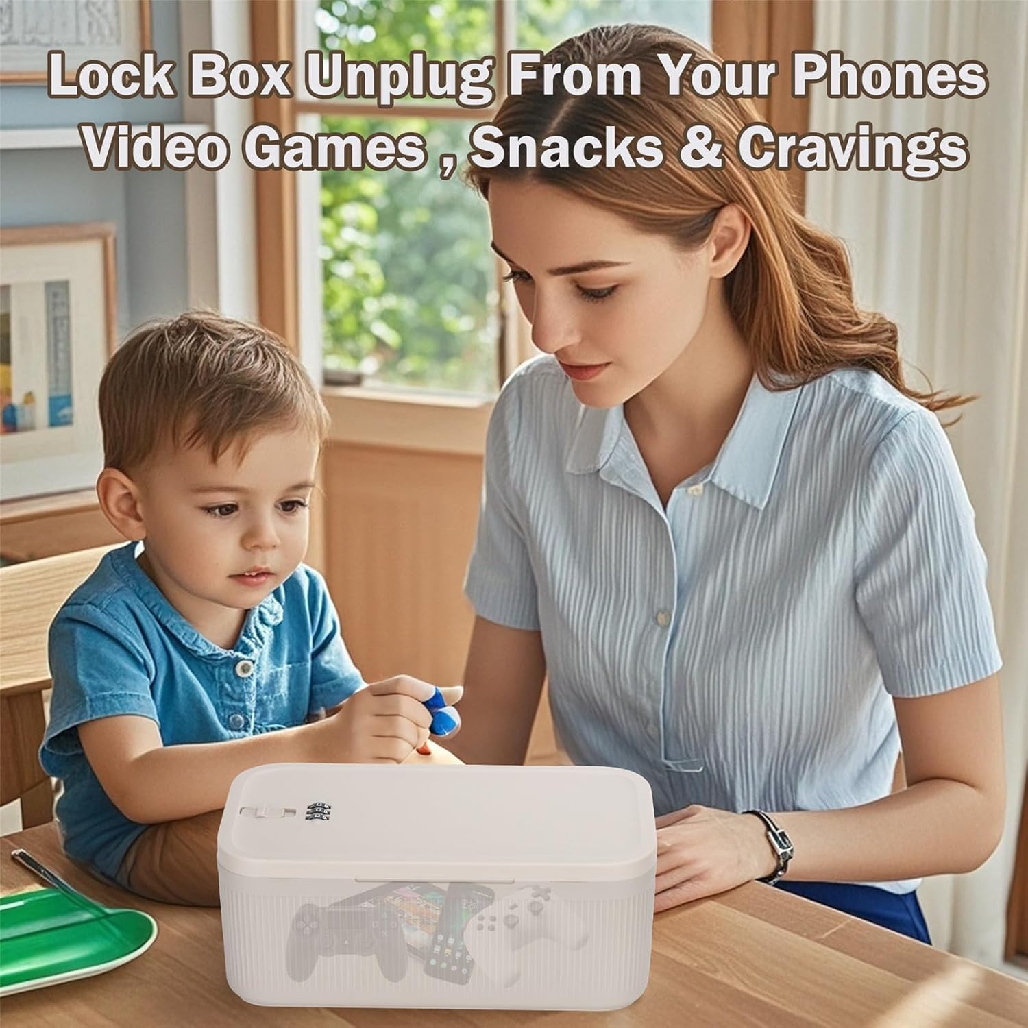 Locking Medicine Box with Code, Small Lockable Storage Box for Medications, Snacks, Phone & Food, Ideal for Home, Office, Fridge, Dorm, School, Travel, Gift (Beige)