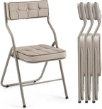 Padded Folding Chairs 4 Pack - Foldable Dining Chair with Cushion, Portable and Assembled Extra Seat for Guests Kitchen Office Wedding Party Khaki