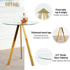 2 Pack Round Bar Table, 37.4" High Pub Table, 31" Small Cocktail Tables with Metal Base & Glass Top, for Small Spaces, Bistro Pub, Cafe(Gold)