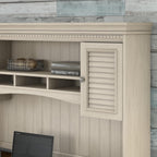 Bush Home Fairview 60W Hutch for L Shaped Desk in Antique White, Attachment with Shelves and Cabinets for Home Office