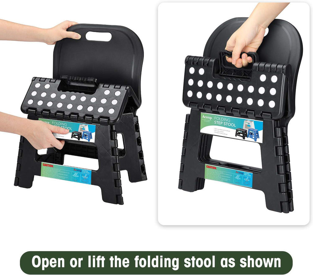 ACSTEP Folding Kids Step Stool with Back Support for Kids,9" Plastic Kids Chair for Outdoor or Indoor Kitchen Step Stools and Bathroom Stool for Toddlers Boys Girls
