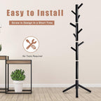 Coat Rack, Coat Racks Freestanding with 8 Hooks 3 Adjustable Heights for Clothes, Hats, Handbags, Coat Tree Easy Assembly for Entryway, Bedroom, Hallway, Office(Brown 2PCS)