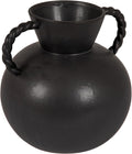 Bloomingville Stoneware Vase with Twisted Handles, Reactive Matte Black Glaze