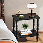 CozyDH Solid Wood End Side Table for Living Room - Small Wooden Nightstand for Bedroom, Black