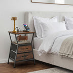 Nightstand with Charging Station, Side Tables for Bedroom with Built-in USB Side Table with 2 USB Ports and Outlets Nightstand with Cloth Drawer End Tables Living Room Sofa Couch