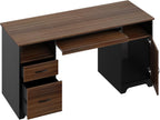 Bestier 59”Executive Desk with 2 Drawers,Computer Desk with Storage Cabinet,Industrial Wood Desk with File Drawer,Keyboard Tray & 2 Pedestals for Home Office & Studio,Cherry