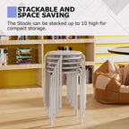 VECELO 6-Piece Stacking Stools, 17.7 Inch Standard Height, Portable Stackable Colorful Decoration Stools for School Classroom and Office Use, White