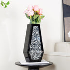 SHYFOY Black Flower Vase Crushed Diamond Glass Vase Large Mirrored Crystal Vases for Centerpieces Tall Floor Vases for Dried and Artificial Flowers Home Decor, Can’t Hold Water