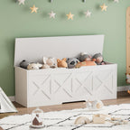 Homleke 47.2" Extra-Large Wooden Storage Chest – Farmhouse Toy Box, Entryway Bench, Bedroom Storage, Safety Hinge, Easy Assembly, White